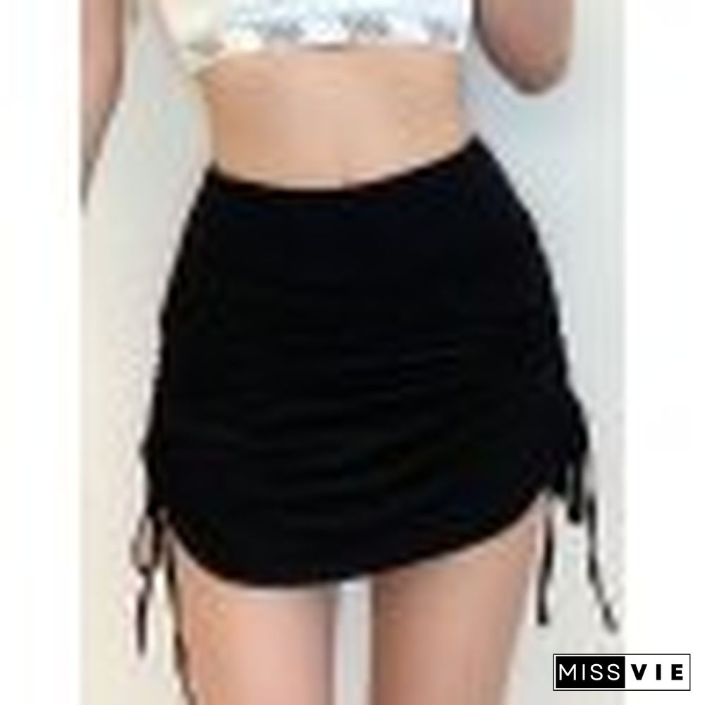 Lace Up Black Mini Skirt