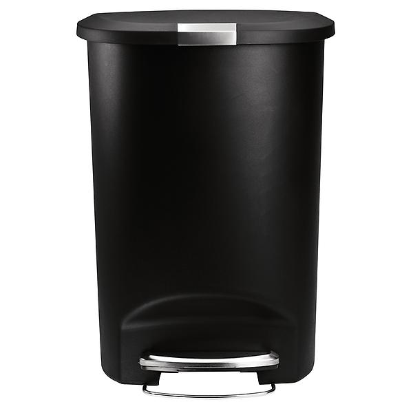 simplehuman Black 13 gal SemiRound Plastic Step Trash Can