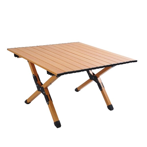 Portable Rollable Picnic Table Aluminum Alloy Top， Folding XShaped Base