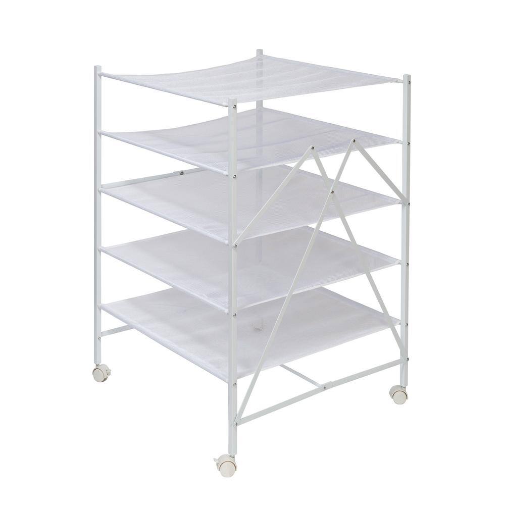 Honey-Can-Do 26 in. W x 36 in. H White Steel Portable Rolling Clothes Drying Rack DRY-08550