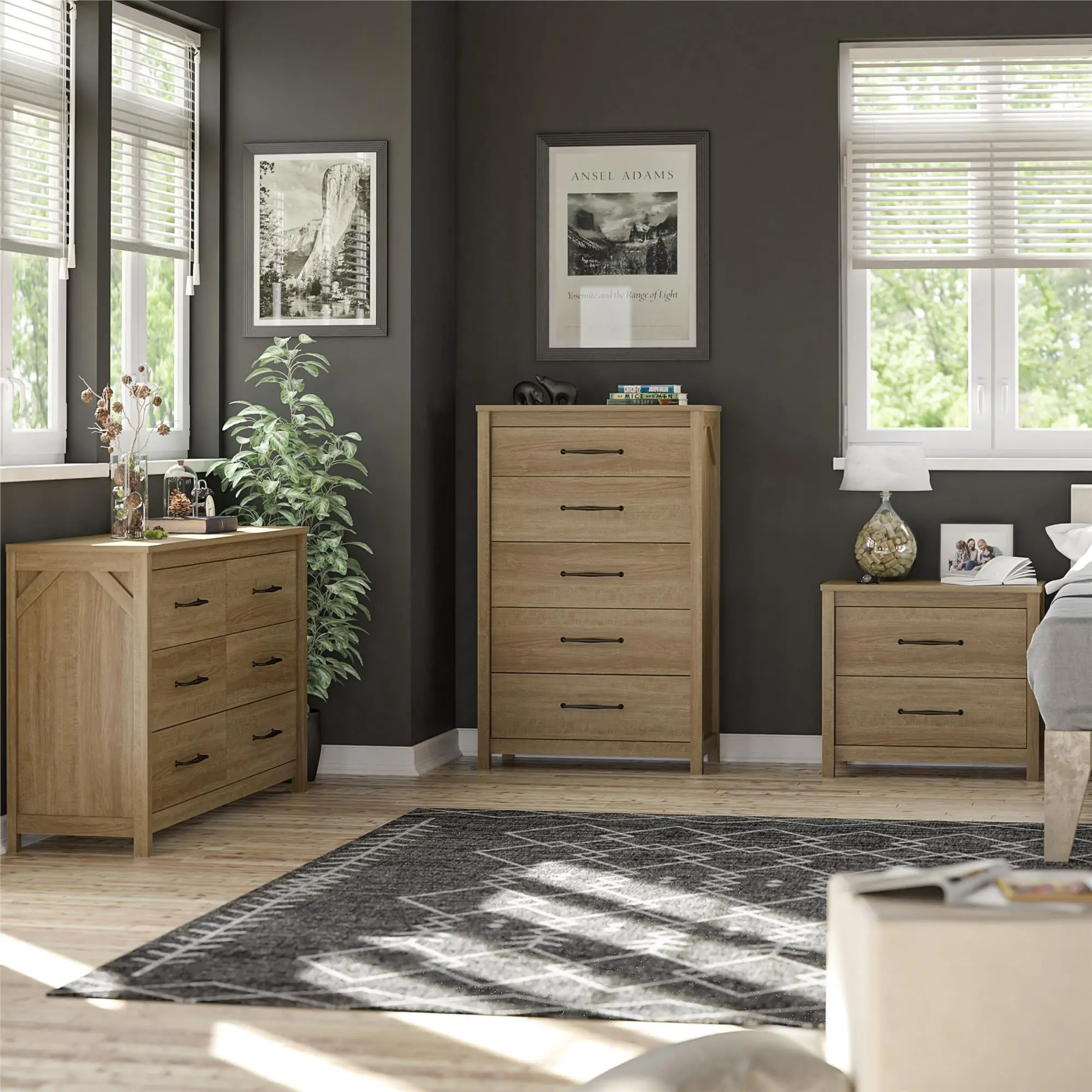 Augusta Natural 5 Drawer Tall Dresser