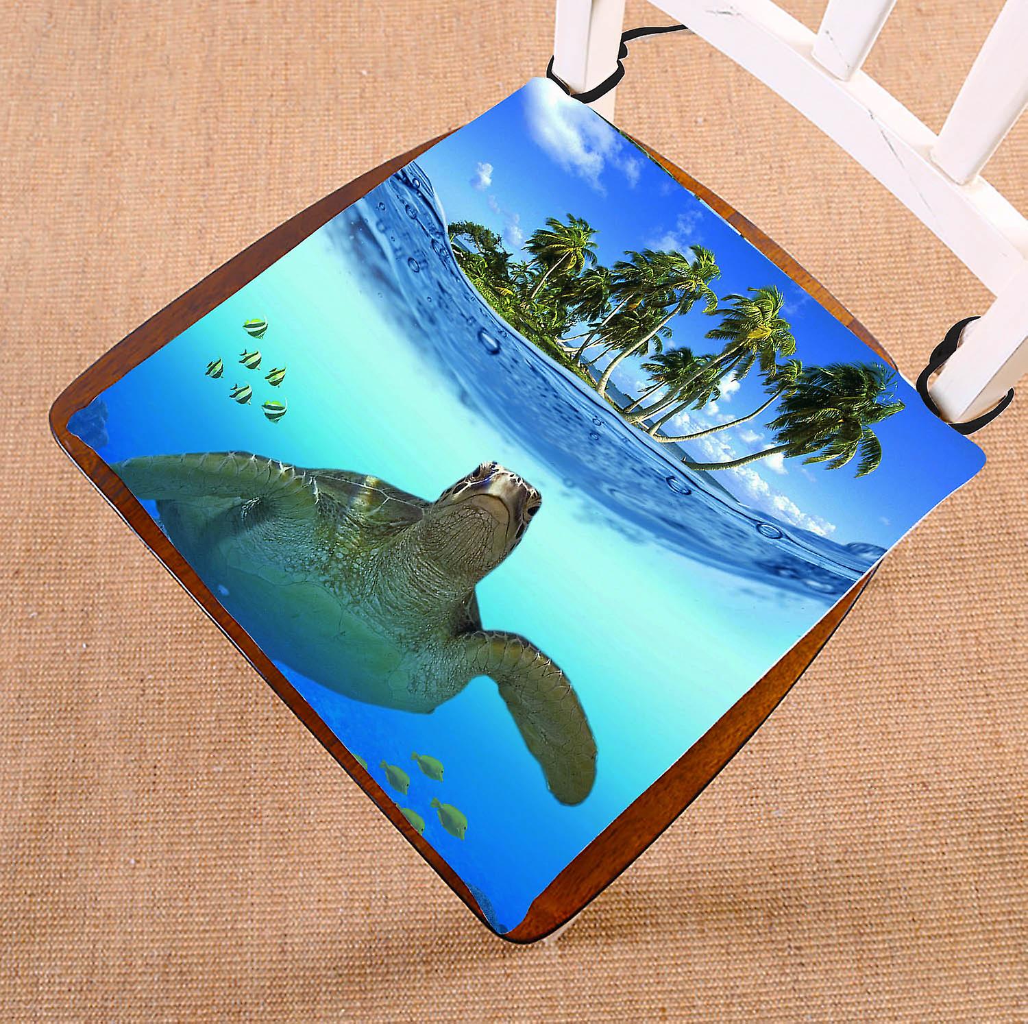 Underwater Sea Turtle Chair Pad Seat Cushion Chair Cushion Floor Cushion 16x16inch