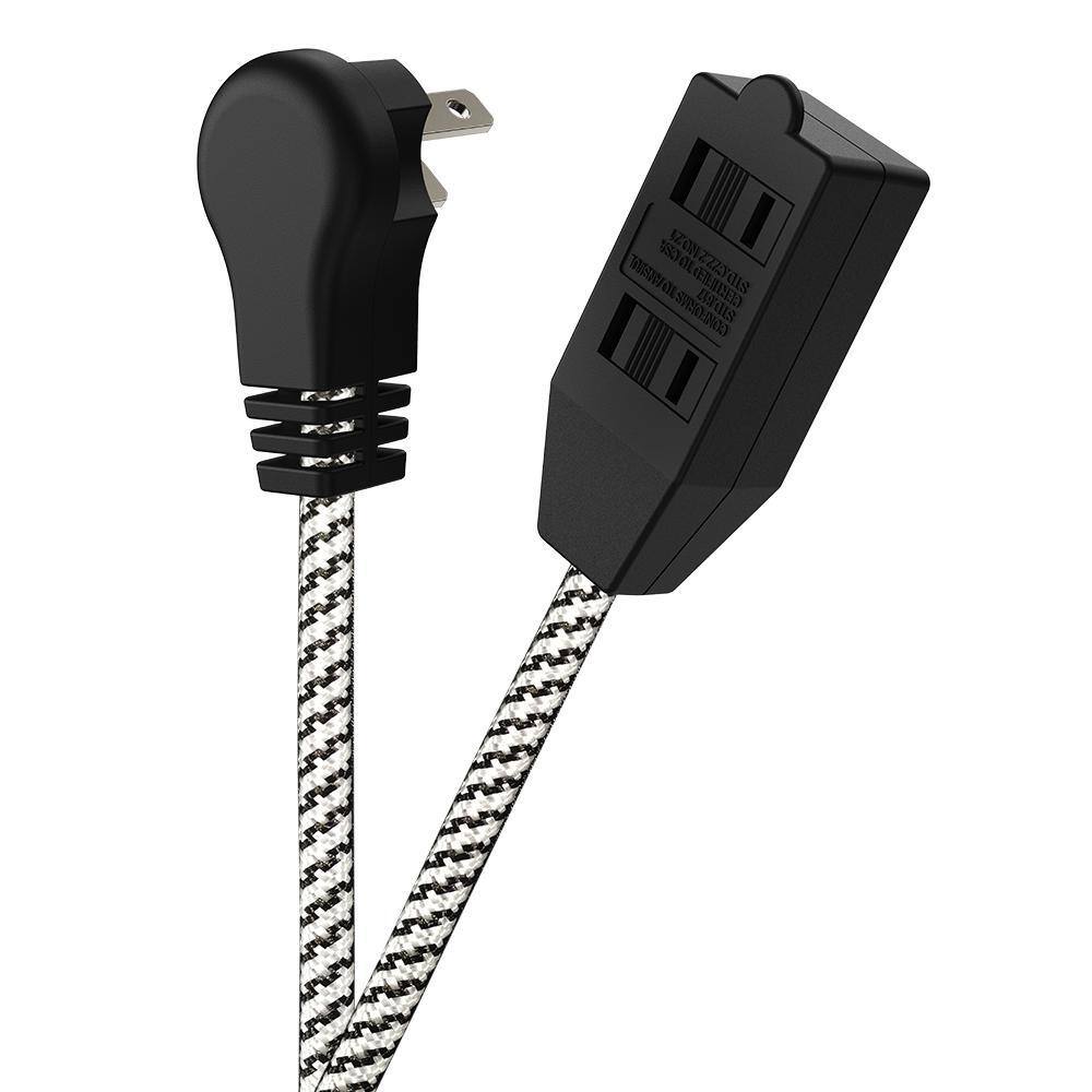 HDX 12 ft. 162 Light Duty Indoor Braided Tight Space Extension Cord BlackWhite FSEX30