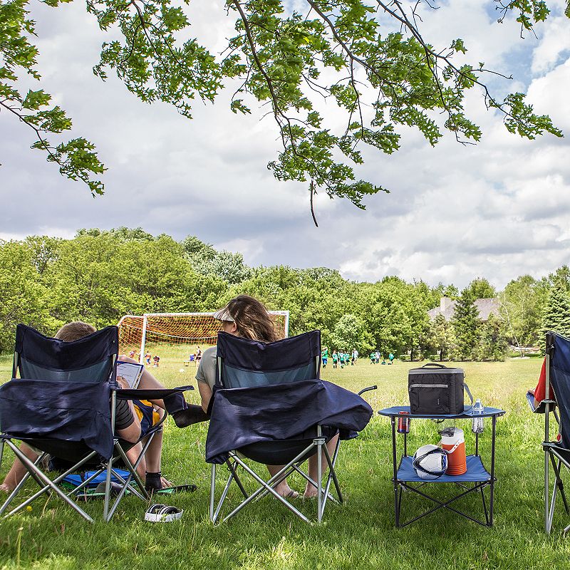 Wakeman Outdoors 2-Tier Round Camping Folding Table with 4 Cupholders