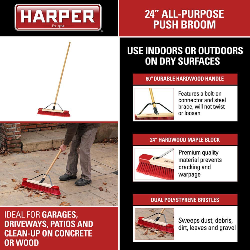 HARPER 24 in. Easy to Assemble All-Purpose Push Broom 3424P1