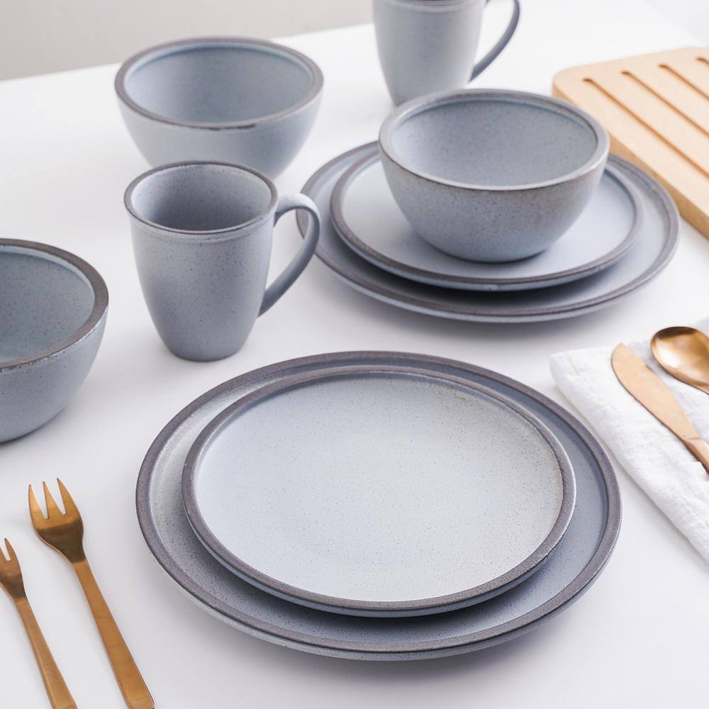 STONE LAIN Stone Lain Tina 32-Piece Dinnerware Set Stoneware Service For 8 Blue and Grey BLB0666-B020002