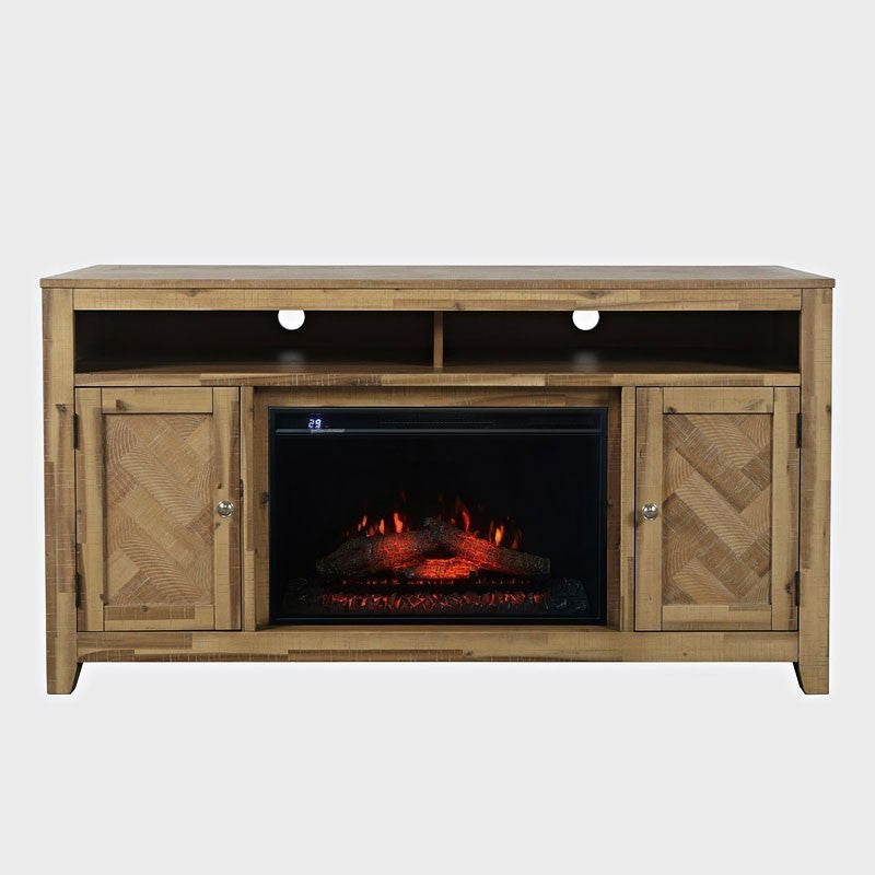 Chevron Ash Electric Fireplace & Media Console - 60