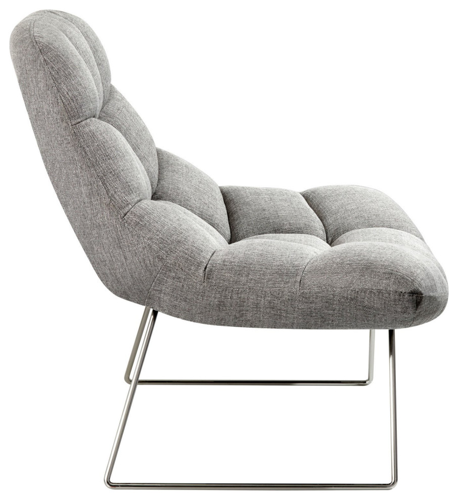 Elegant Accent Chair  Brushed Metal Legs With Tufted Textured Light Gray Seat   Contemporary   Armchairs And Accent Chairs   by Decorn  Houzz