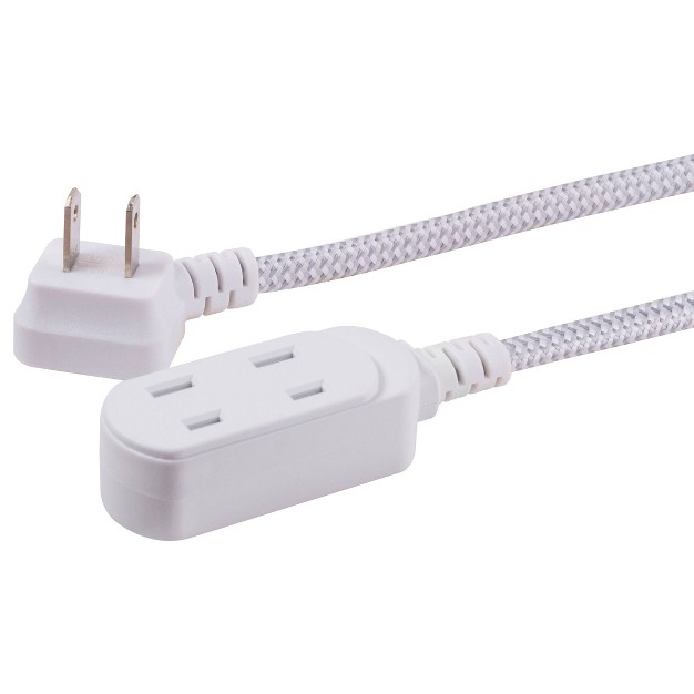 Cordinate 8 x27 3 Outlet Polarized Extension Cord Gray white