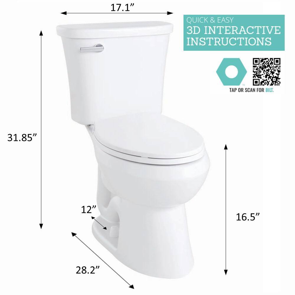 Glacier Bay Power Flush 2-Piece 1.28 GPF Single Flush Elongated Toilet in White with Slow-Close Seat Included (3-Pack) N2450E