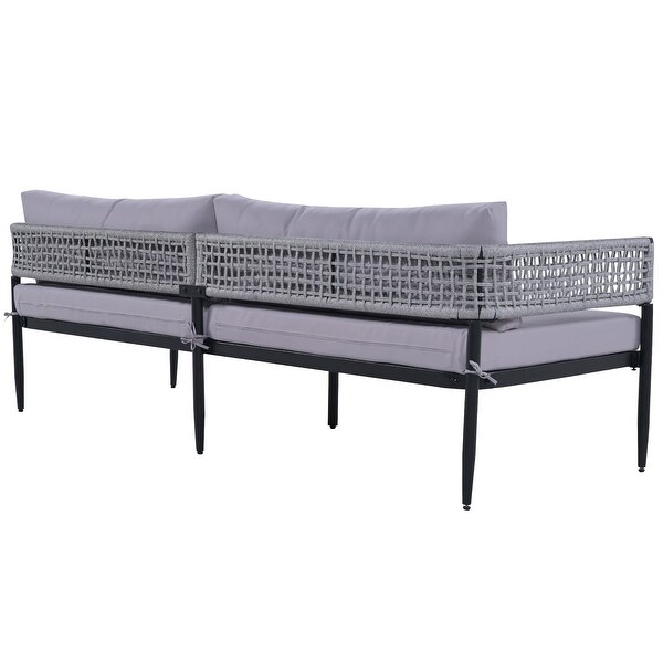 4 Pieces Outdoor Patio Sectional Sofa with Cushions - Overstock - 37500226