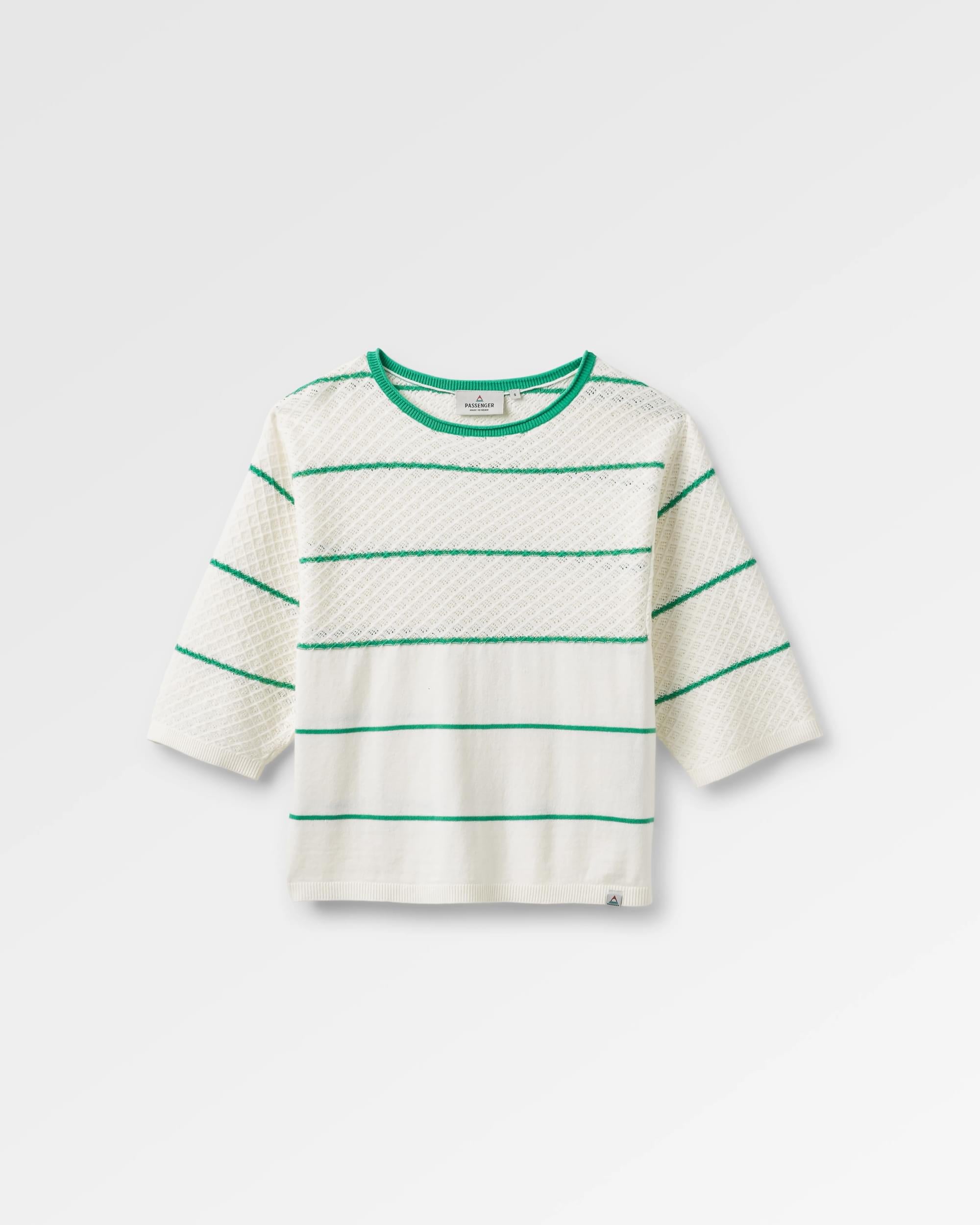 Migrate Organic Knitted Jumper - Green spruce stripe