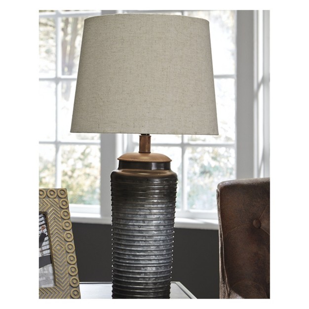 Norbert Metal Set Of 2 Table Lamp Gray Signature Design By Ashley