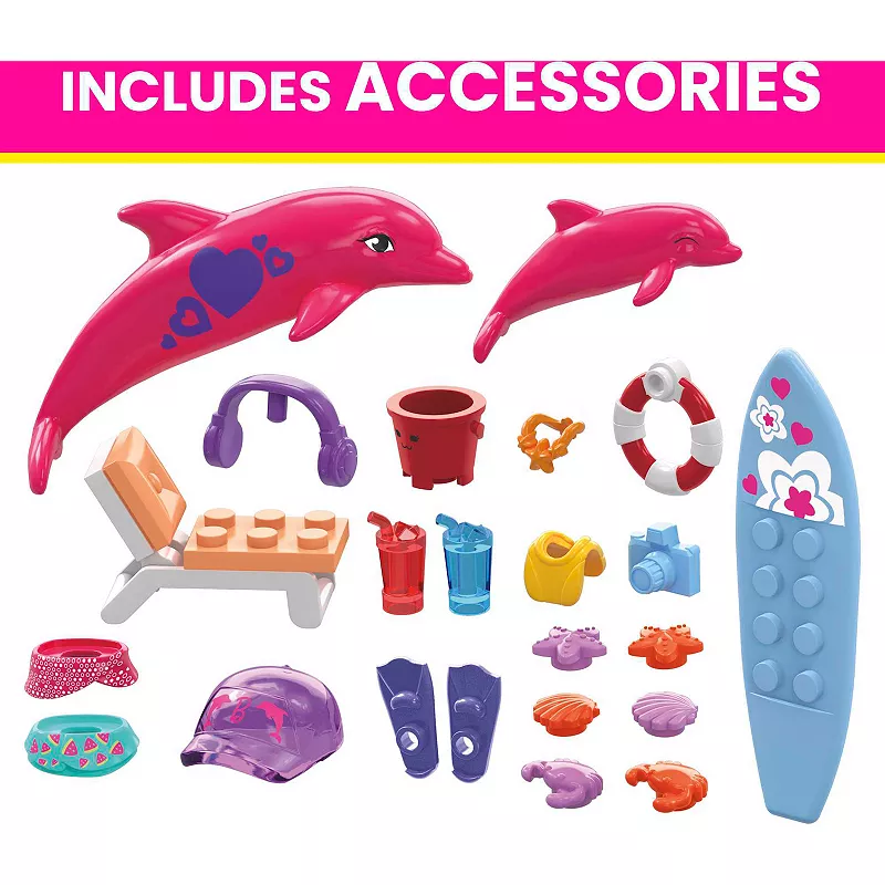 MEGA Barbie Color Reveal Dolphin Exploration Building Set with 10+ Surprises