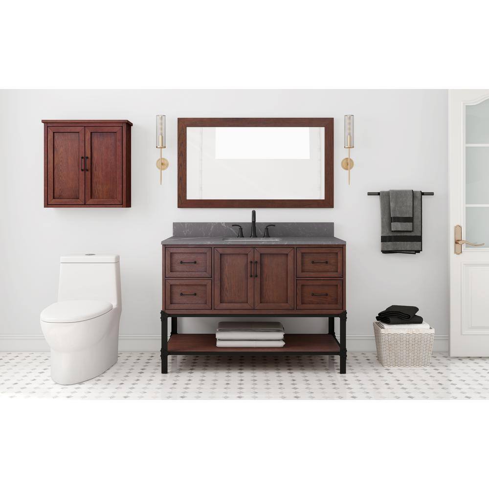 Home Decorators Collection Alster 46 in. W x 30 in. H Large Rectangular Single Wood Framed Wall Bathroom Vanity Mirror in Brown Oak TJ-0401M3046BR