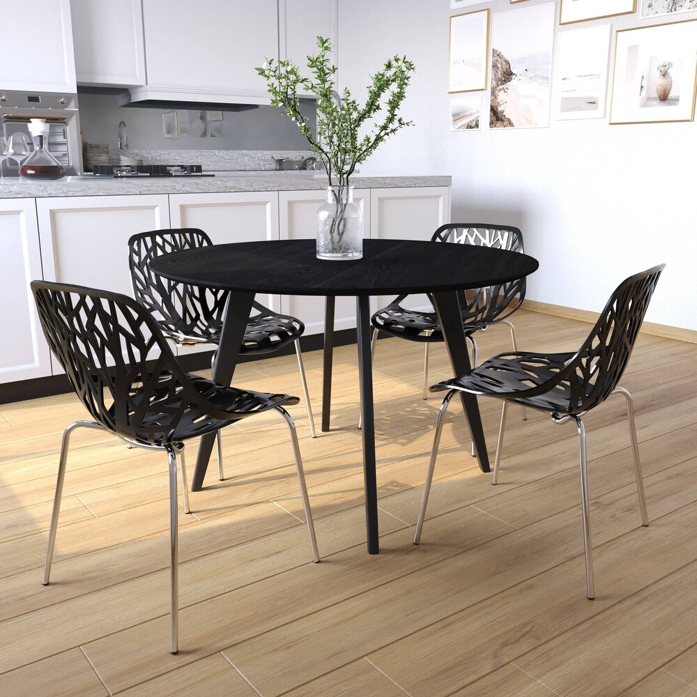 LeisureMod Asbury Stackable Plastic Dining Side Chair Set of 4 by LeisureMod