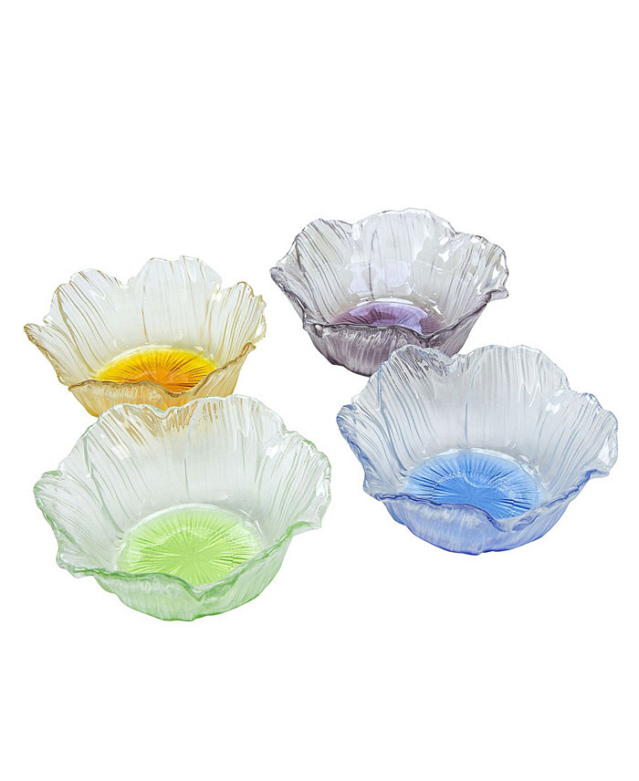 Classic Touch Dessert Bowls With Assorted Colors Set Of 4