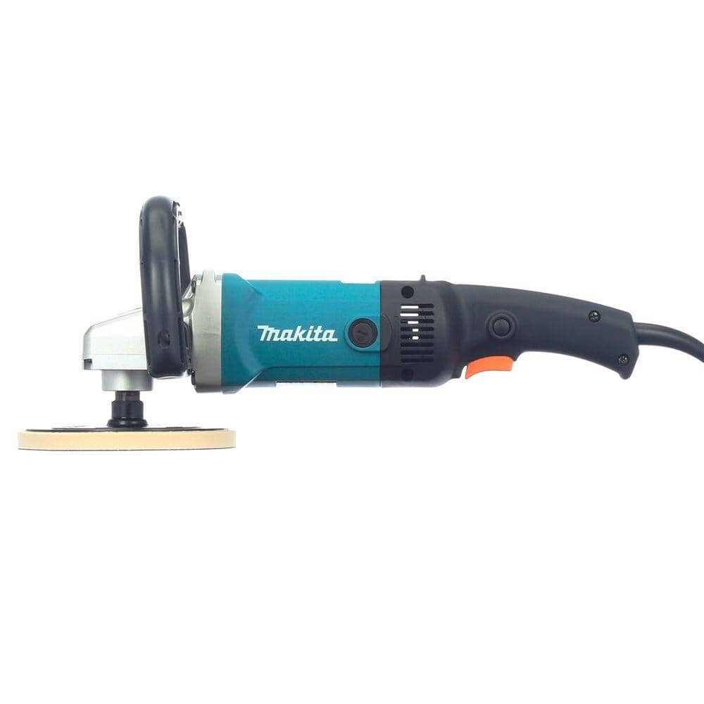 Makita 10 Amp 7 in. Corded Variable Speed Hook and Loop Sander/Polisher w/ Soft Start, Backing Pad, Side Handle and Loop Handle 9227C