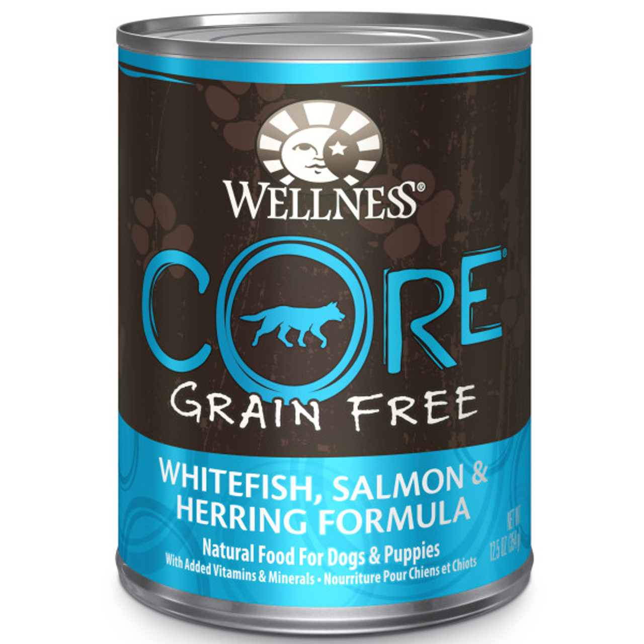 Wellness CORE Grain Free Salmon， Whitefish and Herring Canned Dog Food， 12.5oz.