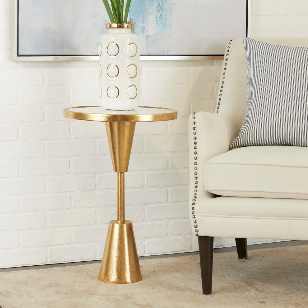 Gold Metal Contemporary Accent Table 24 quotx16 quotx16 quot  Contemporary   Side Tables And End Tables   by Brimfield  ampMay  Houzz