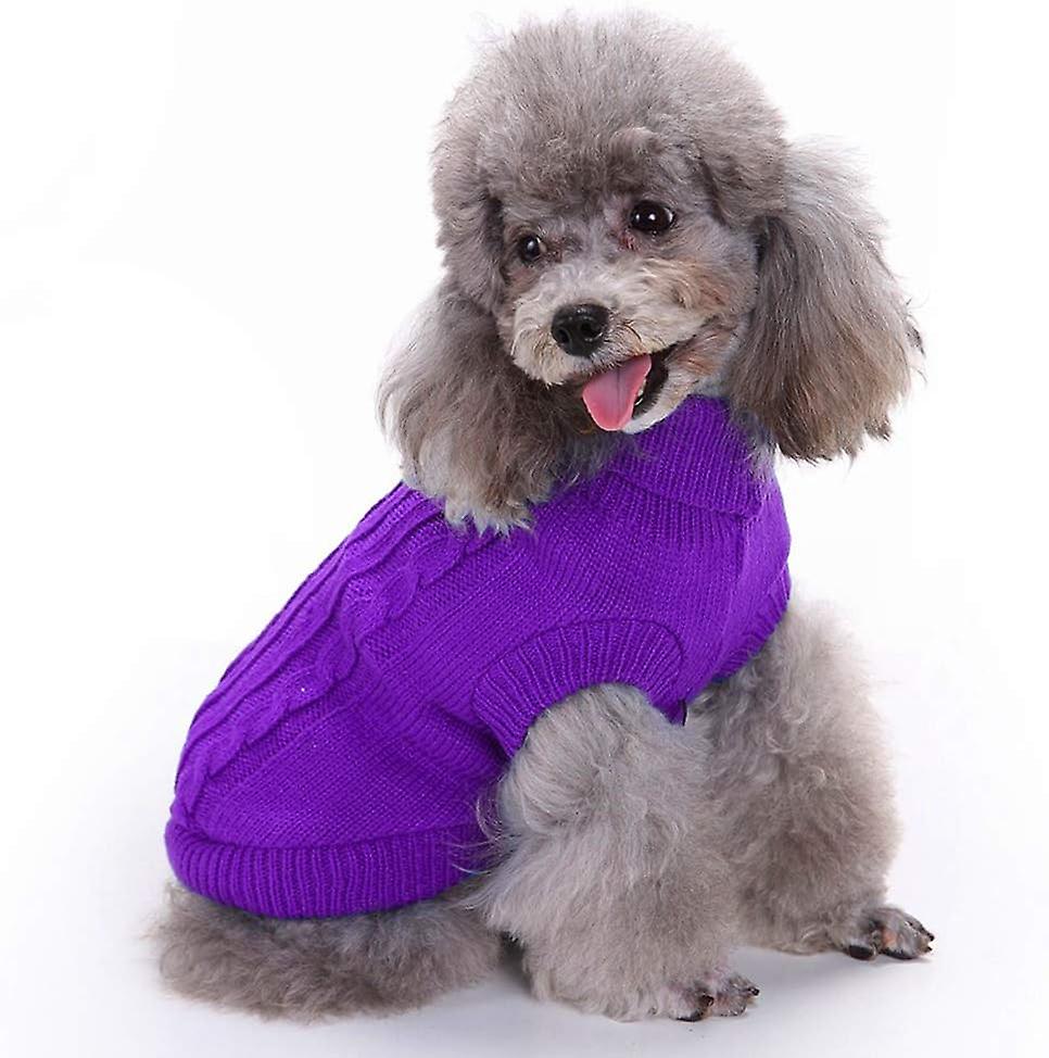 Dog Sweater， Warm Pet Sweaters Dogs Large Dogs， Cute Knitted Classic Cat Sweater Dog Clothes Coat For Girls Boys Dog Puppy Cat (x small，purple)