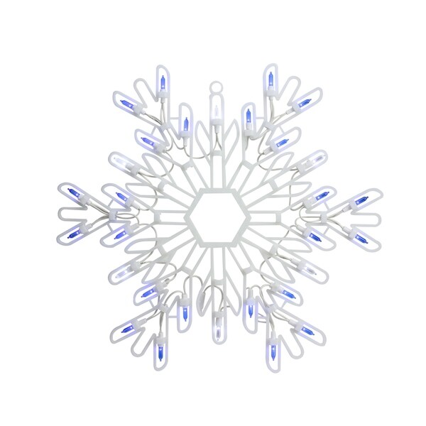 15 LED Lighted Pure White and Blue Snowflake Christmas Window Silhouette