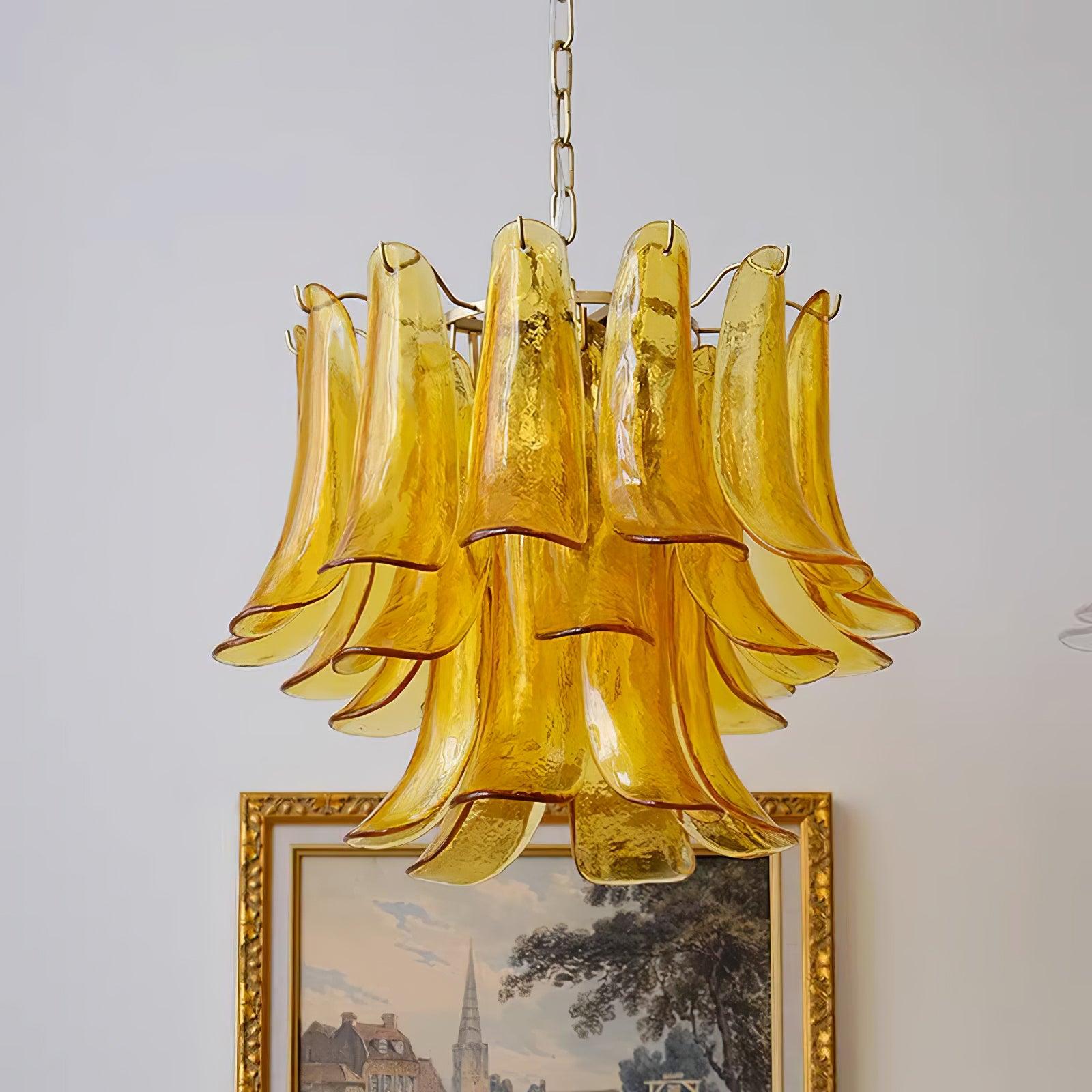 Glass Leaf Cascade Chandelier