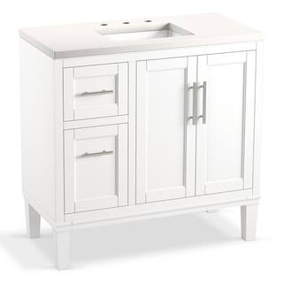 KOHLER Chesil 36 in. W x 18.87 in. D x 36.14 in. H Bathroom Vanity in White with Bianco Bella Top R35904-ASB-0