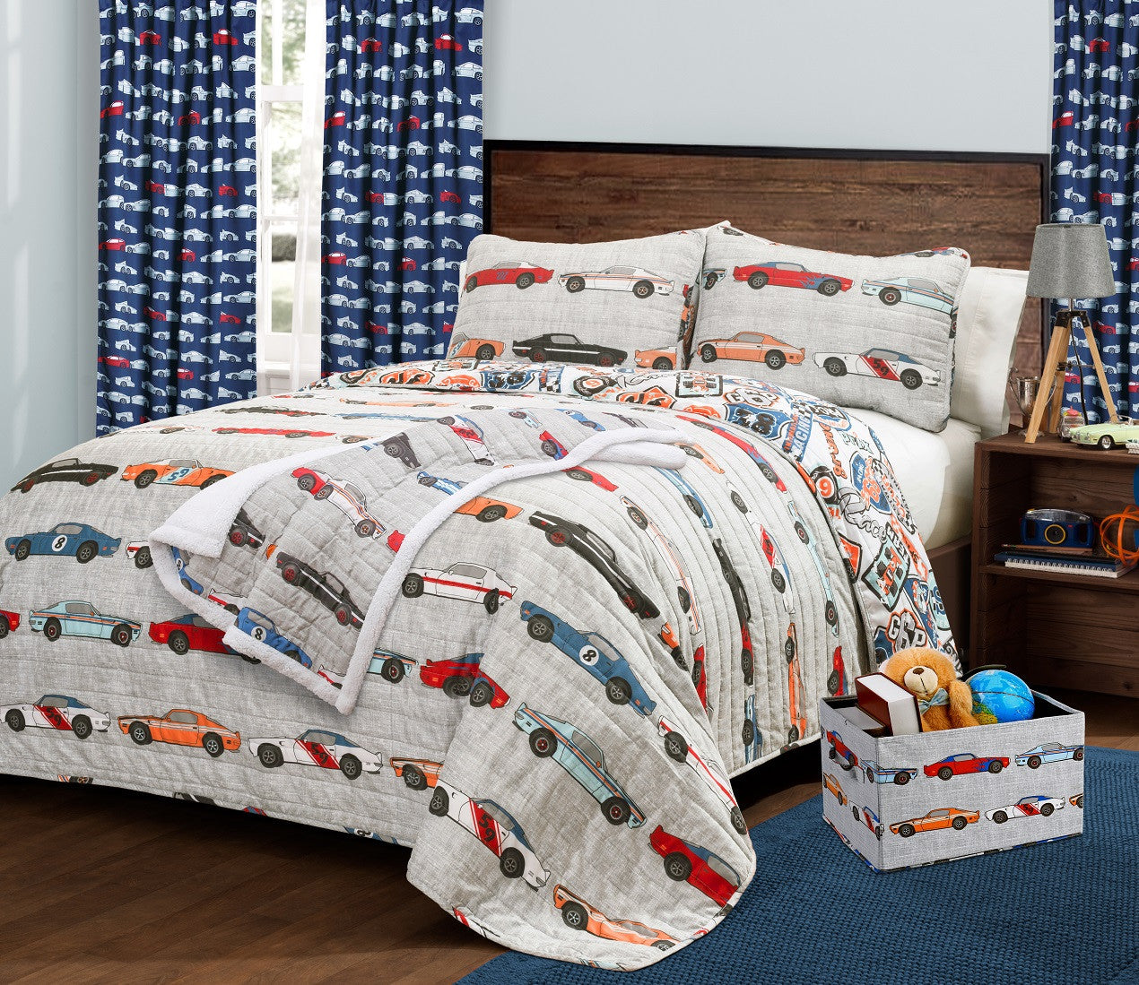 Race Cars Quilt 3 Piece Set Full/Queen Size