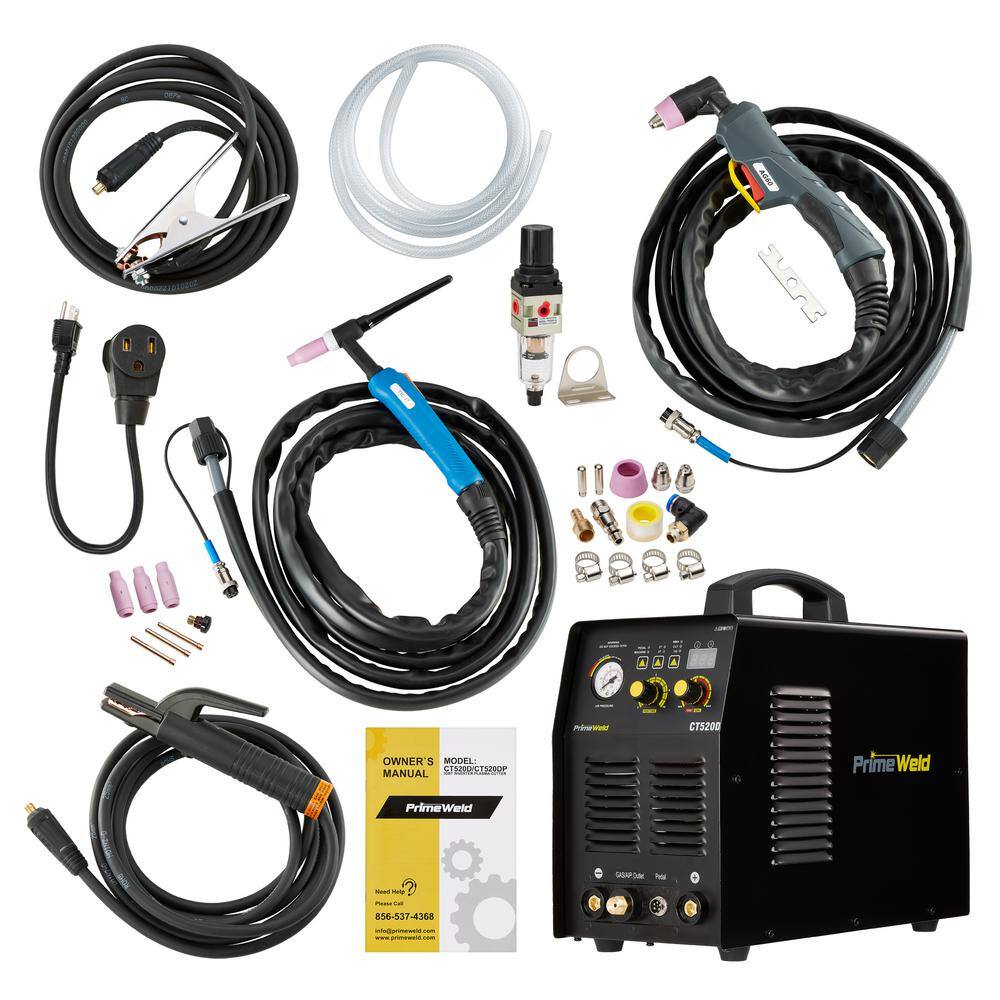 PrimeWeld 50 Amp Plasma Cutter 200A TIGStick Welder Combo Machine 12 in. Clean Cut 110220-Volt CT520D CT520D