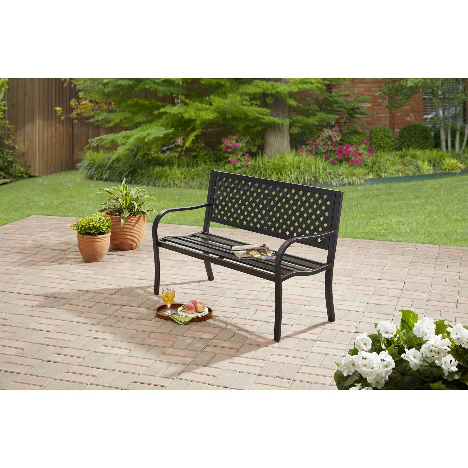 Mainstays Outdoor Durable Steel Bench  Black