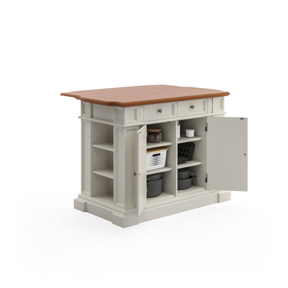 HOMESTYLES Americana White Kitchen Island With Drop Leaf 5002-94