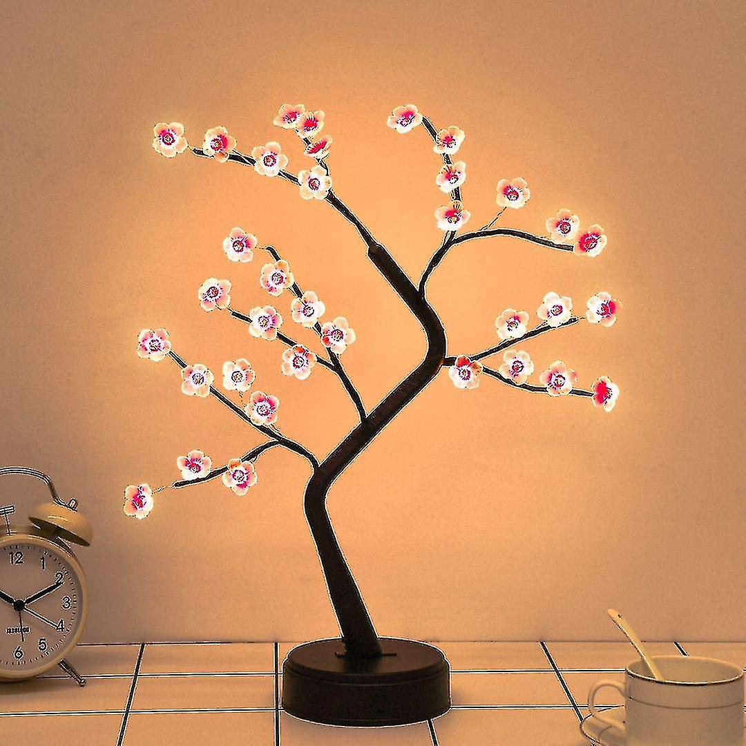 Plum Blossom Bonsai Tree Light - 20'' Artificial Fairy Light Spirit Tree With 36 Led Plum Blossom Lights