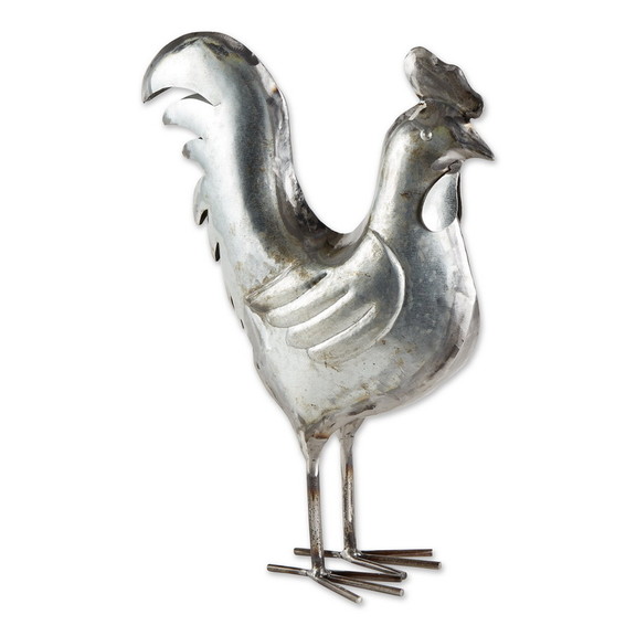 Accent Plus 4506343 Galvanized Rooster Sculpture