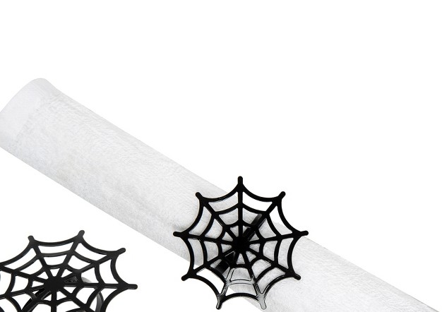 C amp f Home Black Spider Web Halloween Napkin Ring Set Of 4