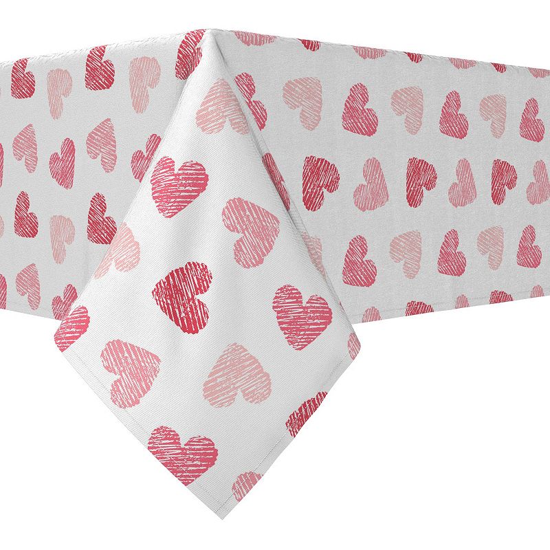 Rectangular Tablecloth， 100% Cotton， 52x104， Valentine's Shaded Hearts