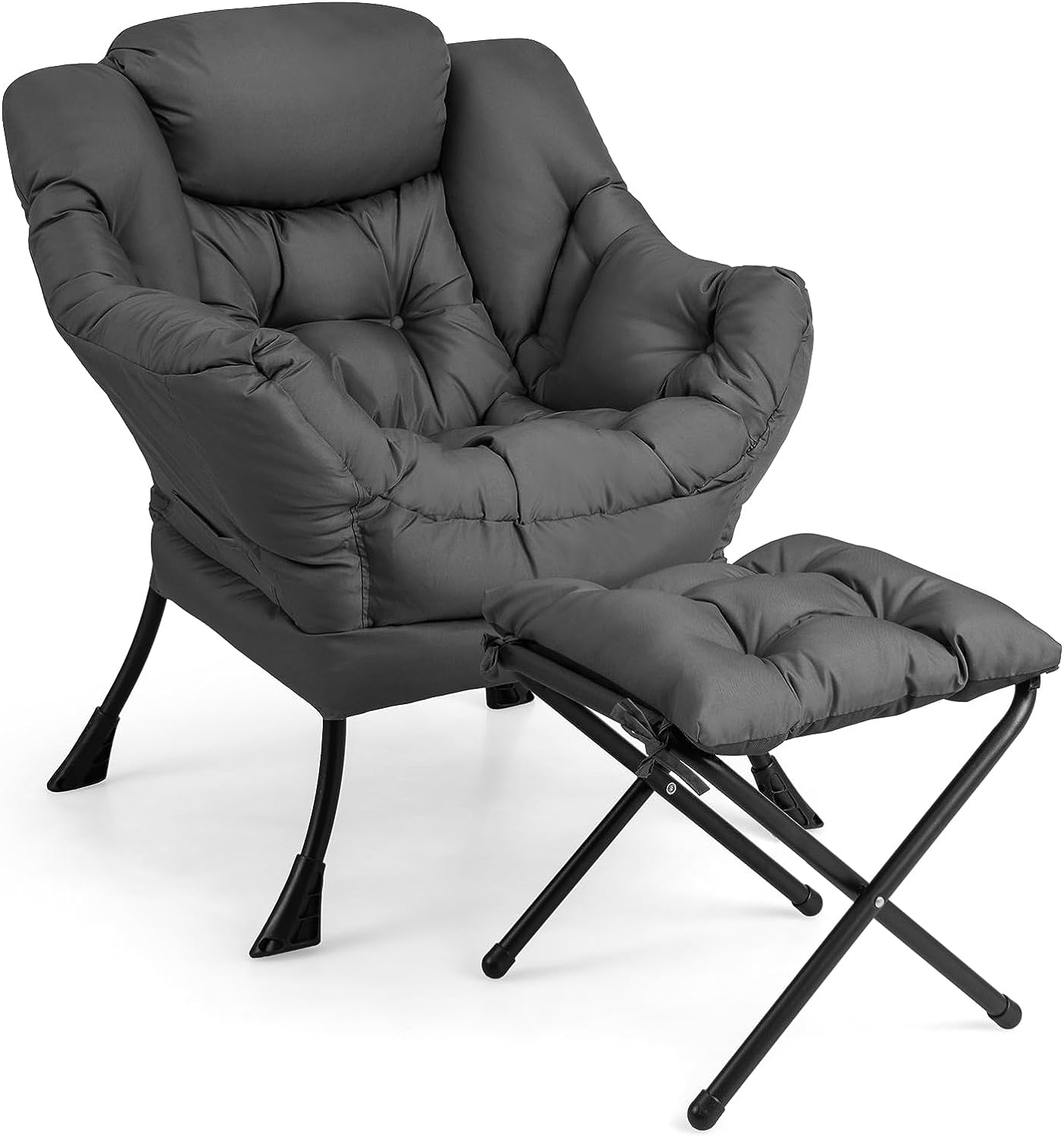 Giantex Modern Lazy Chair, Accent Contemporary Lounge Chair Polyester Fabric w/Steel Frame