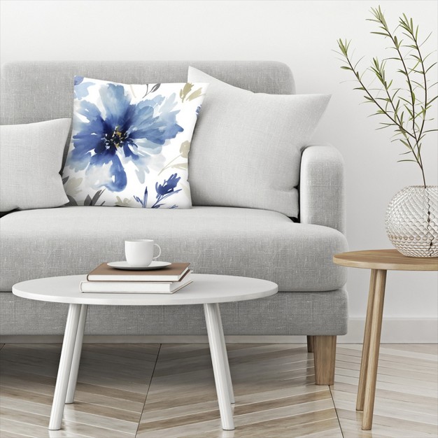 Americanflat Botanical Indigo Version Finesse I Indigo Version By Pi Creative Art Throw Pillow