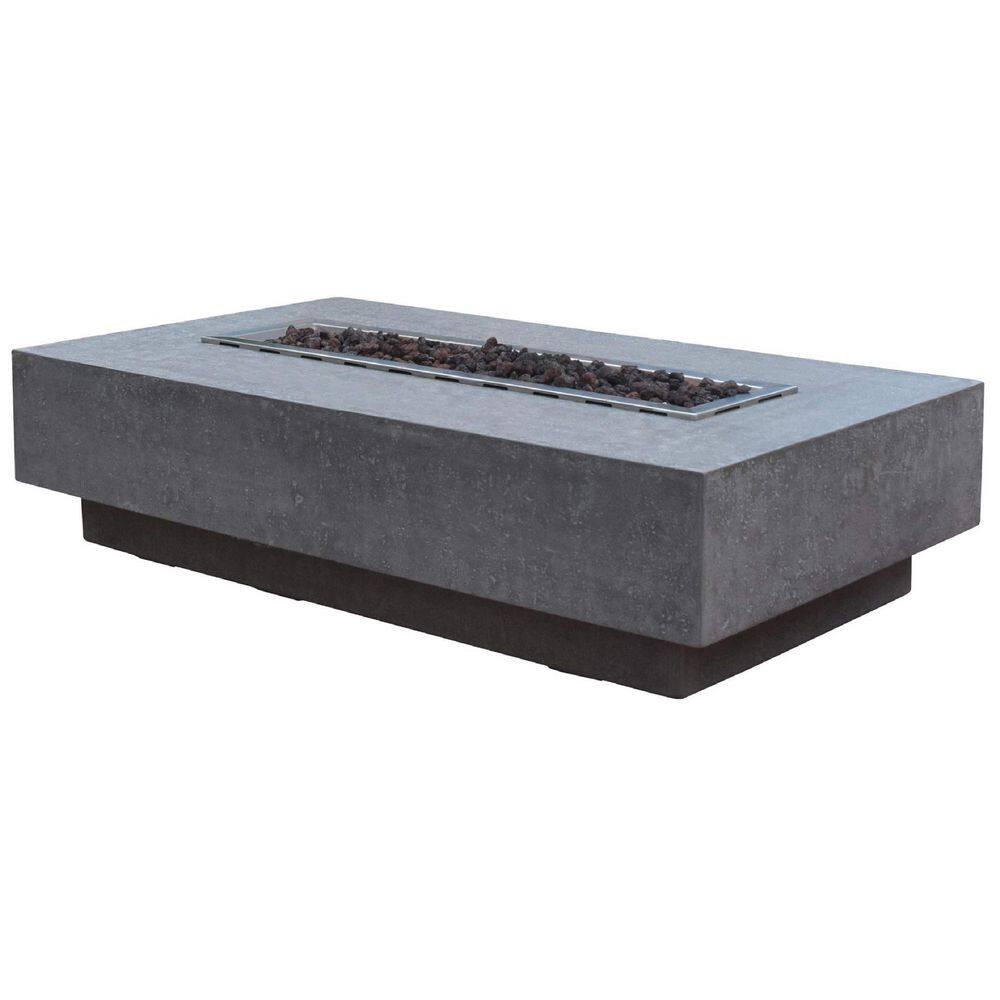 ENVELOR:Envelor Elementi Hampton 56 in. x 32 in. Rectangle Concrete Propane Fire Pit Table with Burner and Lava Rock ENV-OFG139-LP