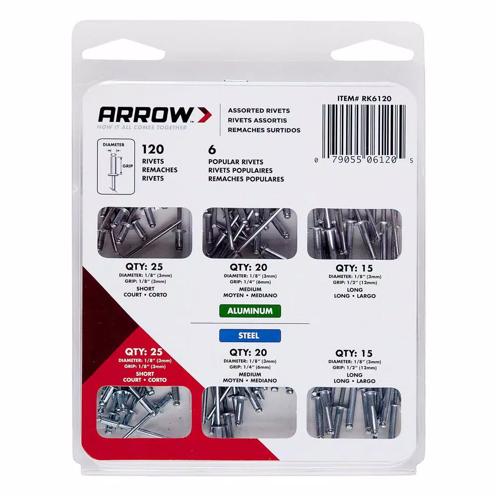 Arrow Rivet Kit (120-Piece) and#8211; XDC Depot