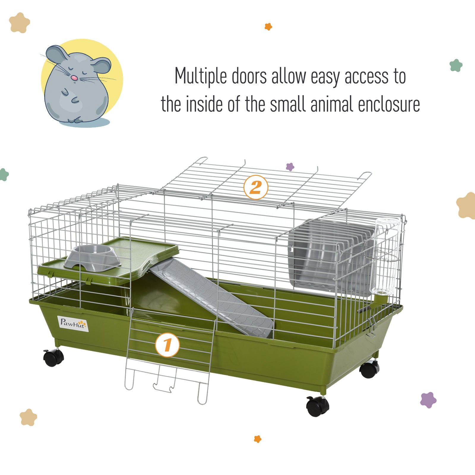 Pawhut Small Animal Cage with Platform， 35