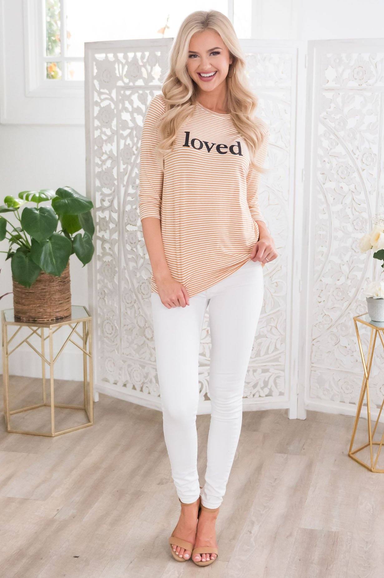 Loved Modest 3/4 Length Sleeve Tee