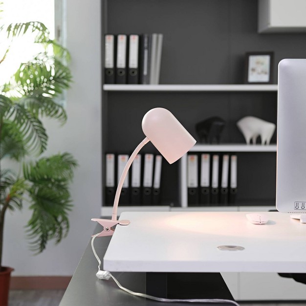 Carter Clip arm Desk Lamp With Adjustable Gooseneck Matte Pink Globe Electric