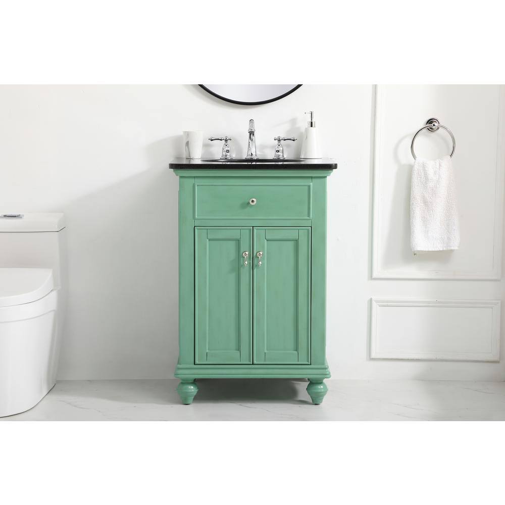 Simply Living 24 in. W x 21 in. D x 35 in. H Bath Vanity in Vintage Mint with Black Granite Granite Top SL36972VM