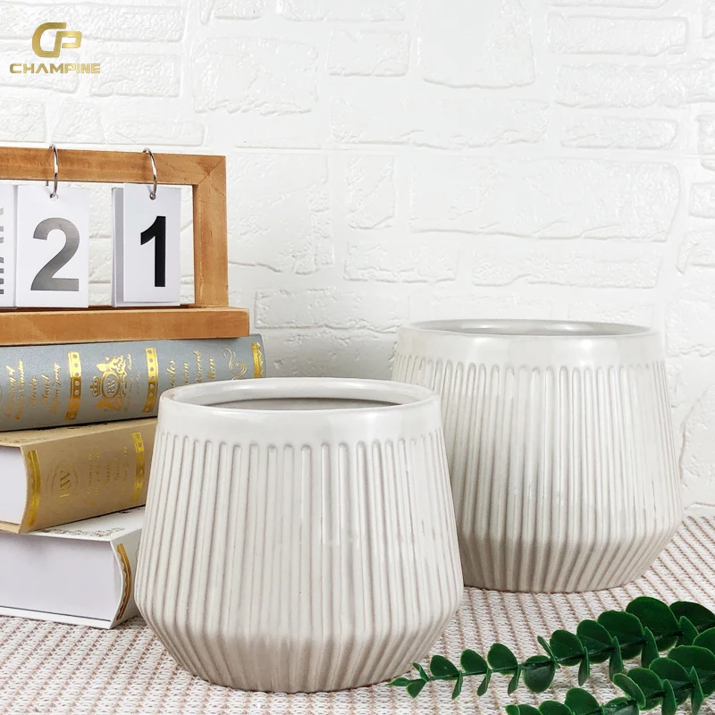 Unique Shape Design White Planter Pot Ceramic Bonsai Pot Conicalness Macetas De Ceramic For Garden supplies and home decor