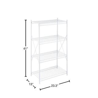 Honey-Can-Do White 4-Tier Steel Garage Storage Shelving Unit (23.3 in. W x 41 in. H x 13 in. D) SHF-09452