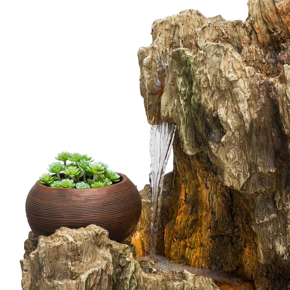 Alpine Corporation 52 in. Tall Indoor/Outdoor Waterfall Willow Tree Fountain with LED Lights WIN1530