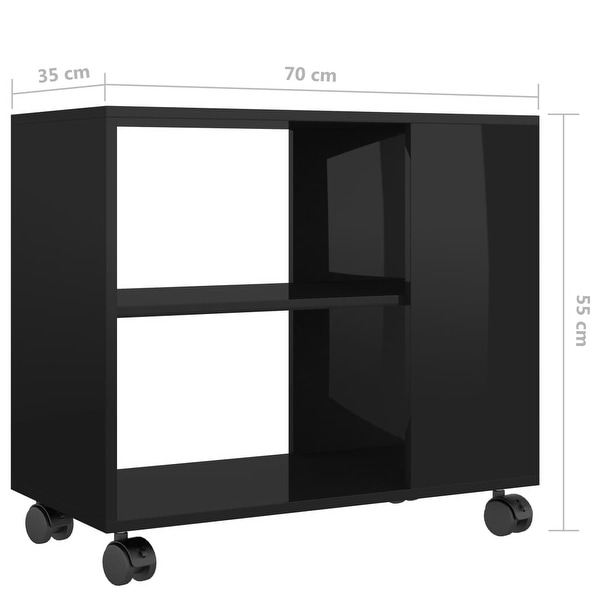 vidaXL Side Table High Gloss Black 27.6