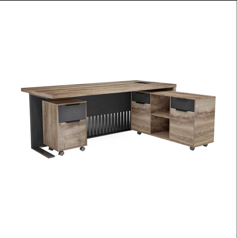 AFTAN BLACK HAWK Limited Edition - Executive Desk Pedestal & Right Mobile Return 180cm - Warm Oak &Black