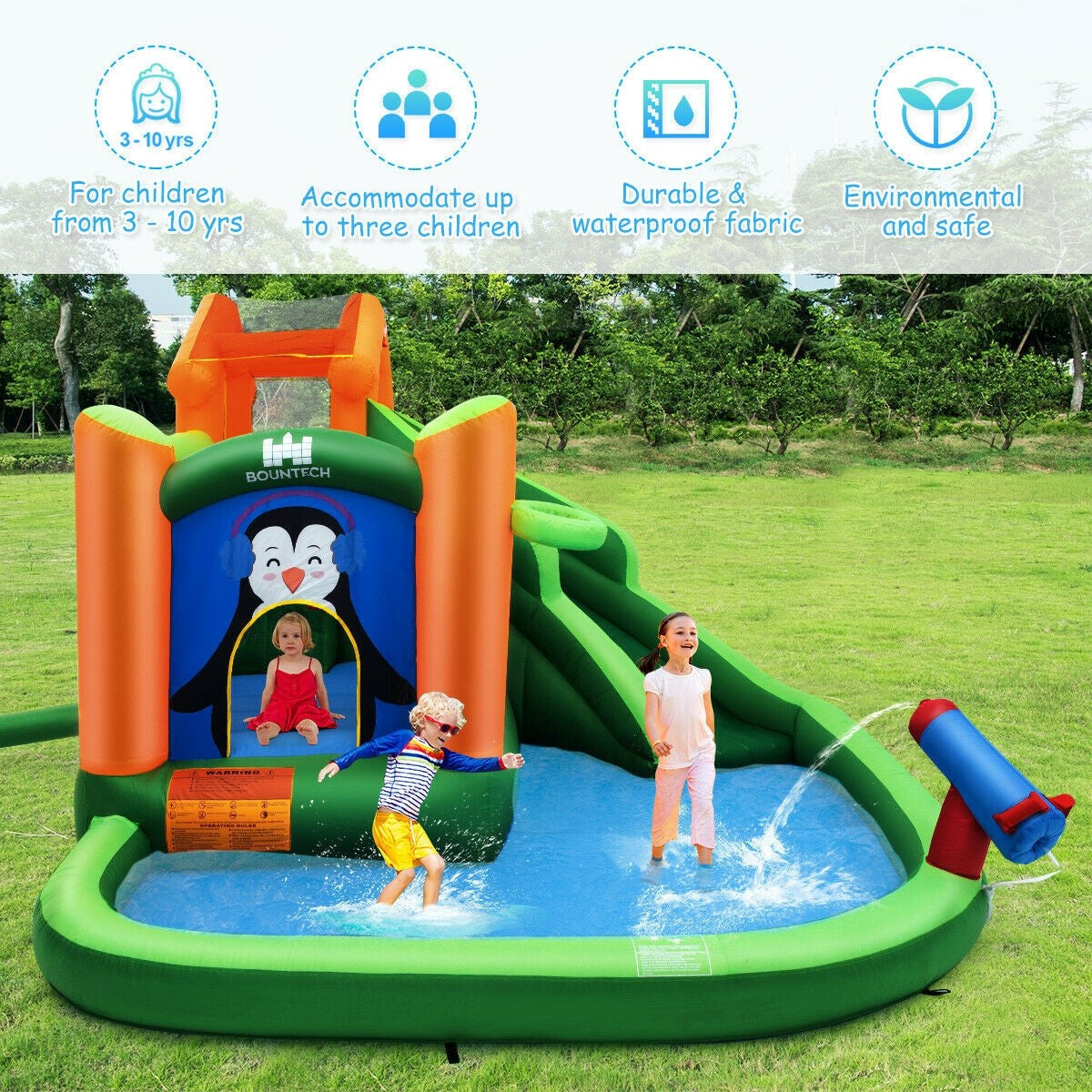 Costzon Inflatable Water Slide | 6 in 1 Jumping Bounce House w/ Climbing Wall for Kids Backyard